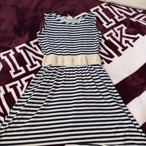 Navy blue and white dress